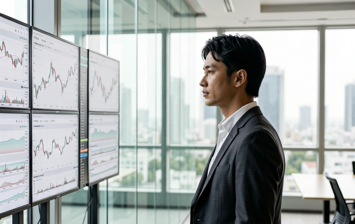 Professional analyzing financial data